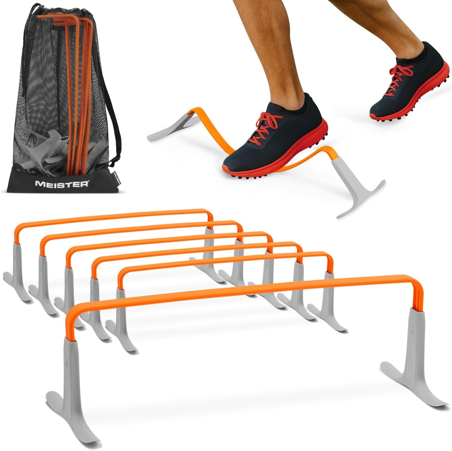 6-teiliges ZoomFlex Agility-Hürden-Set mit Tragetasche, Sicherheitsorange 6" Hürden – 6er-Pack mit Tragetasche