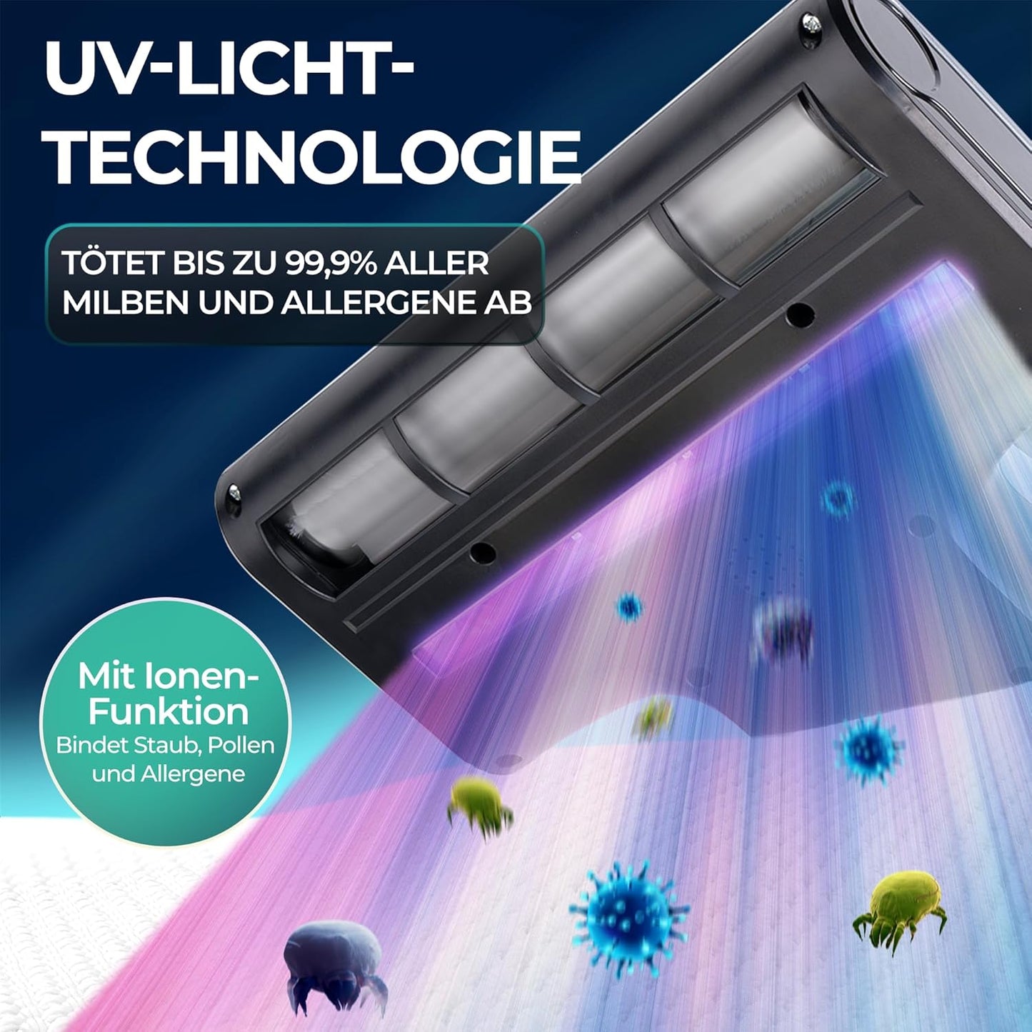 Milbensauger mit UV-Licht & HEPA-Filter, Weiss