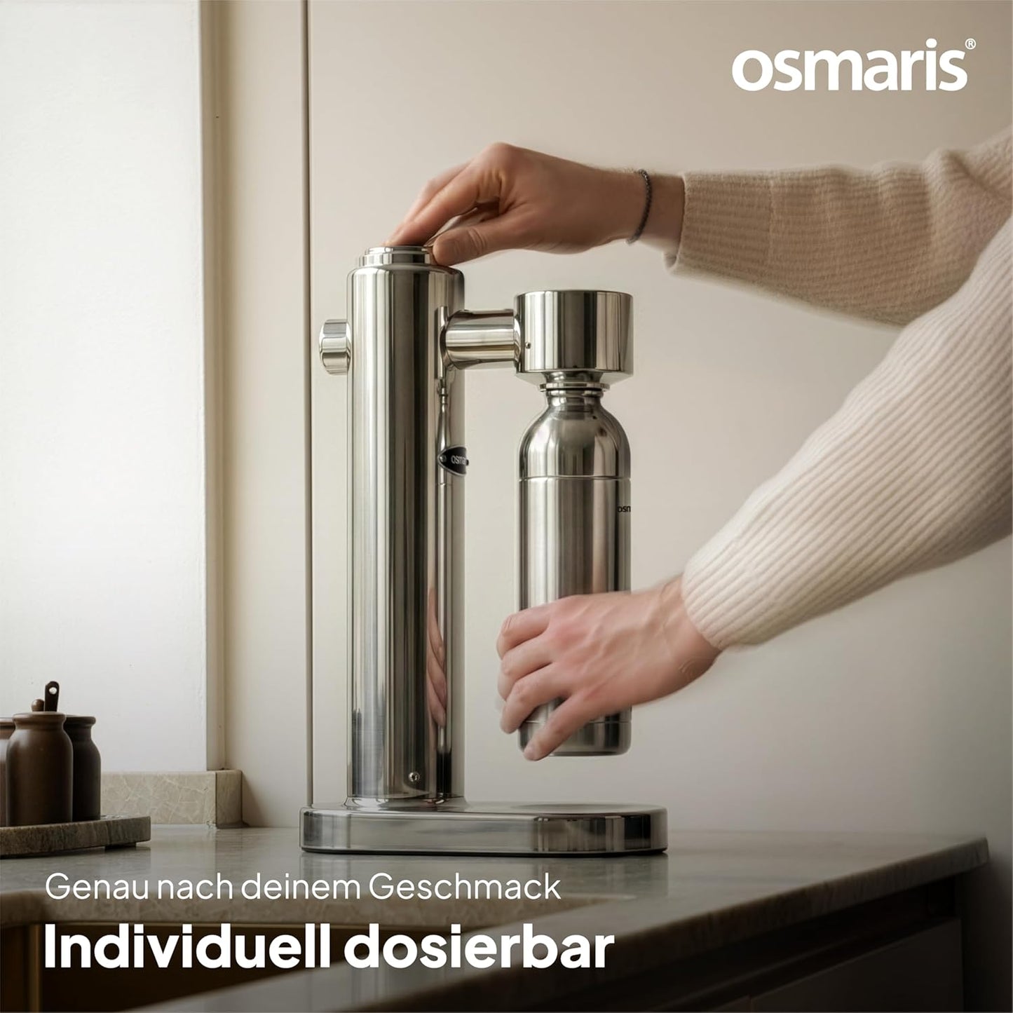 Wassersprudler mit 2 Flaschen, Edelstahl - Silber