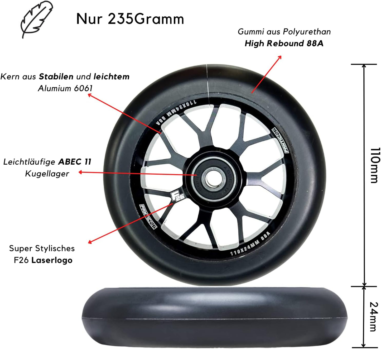 Spy7 Stunt Scooter Rolle, Grün/Pu Grün