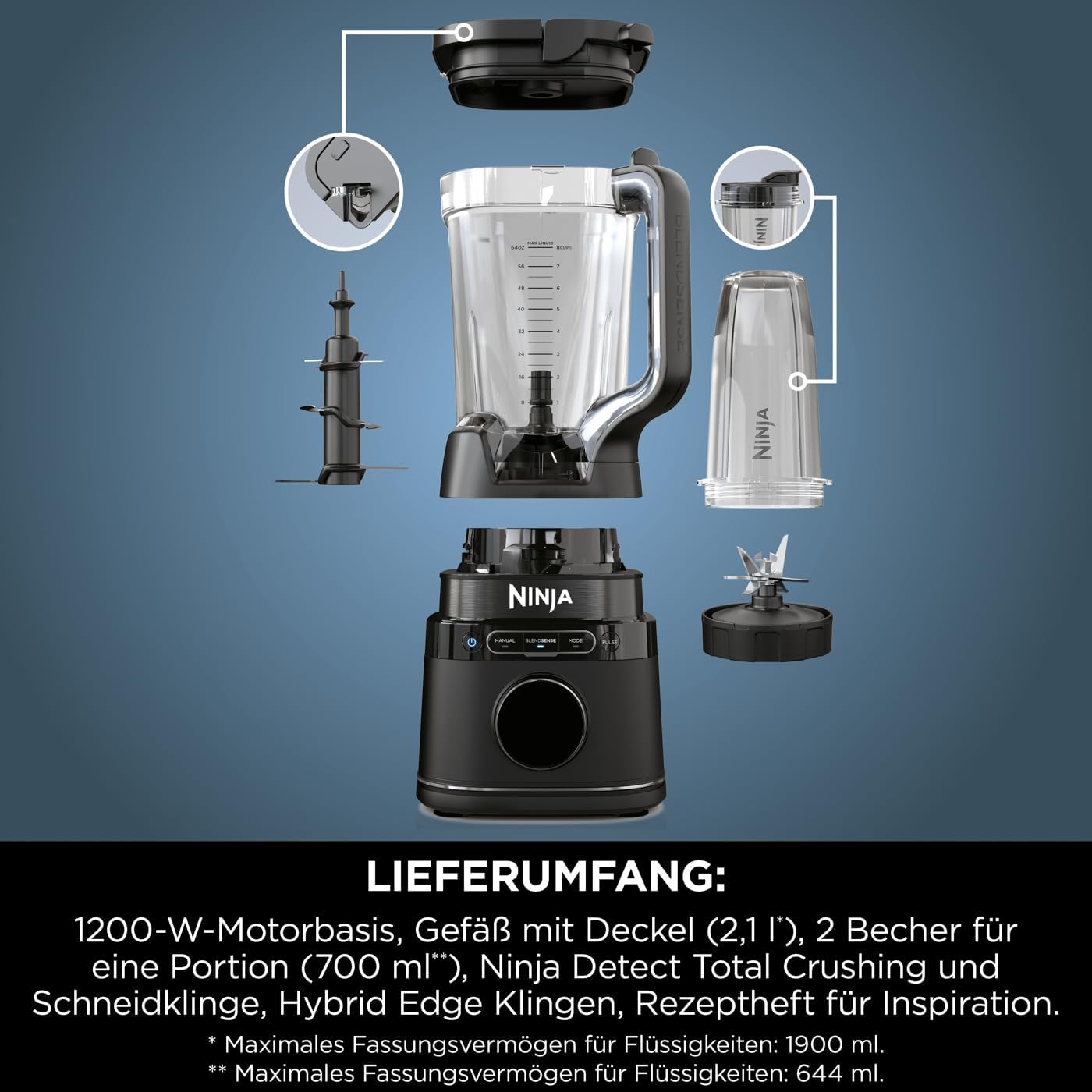 Foodi Standmixer TB301EU, 2-in-1 Mixer Schwarz