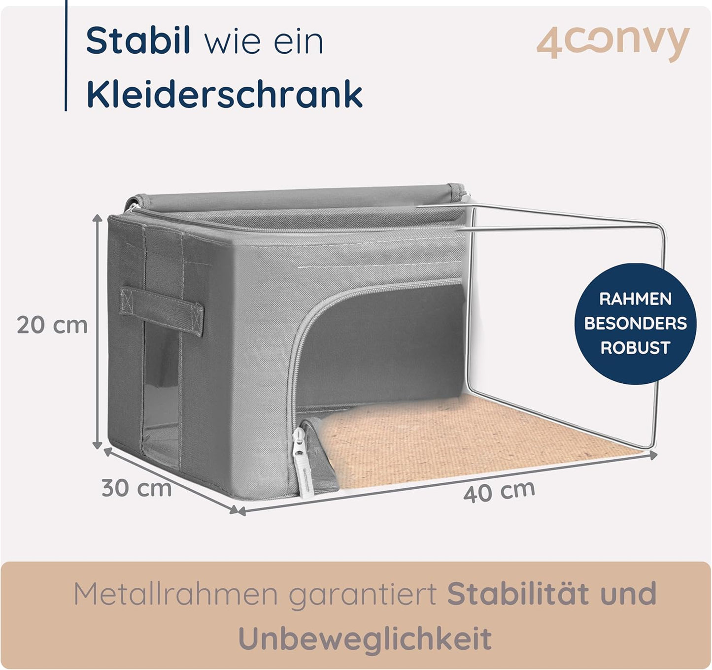 Box für Kleideraufbewahrung, 3x24L Dunkelgrau