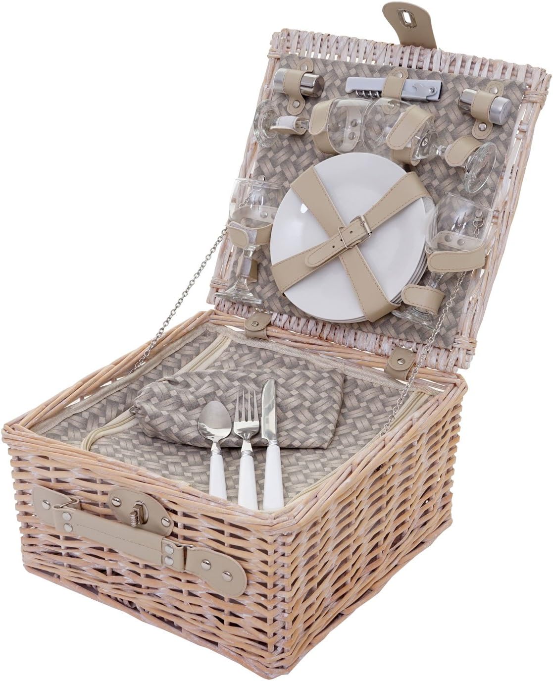 Picknickkorb-Set für 4 Personen mit Kühlfach