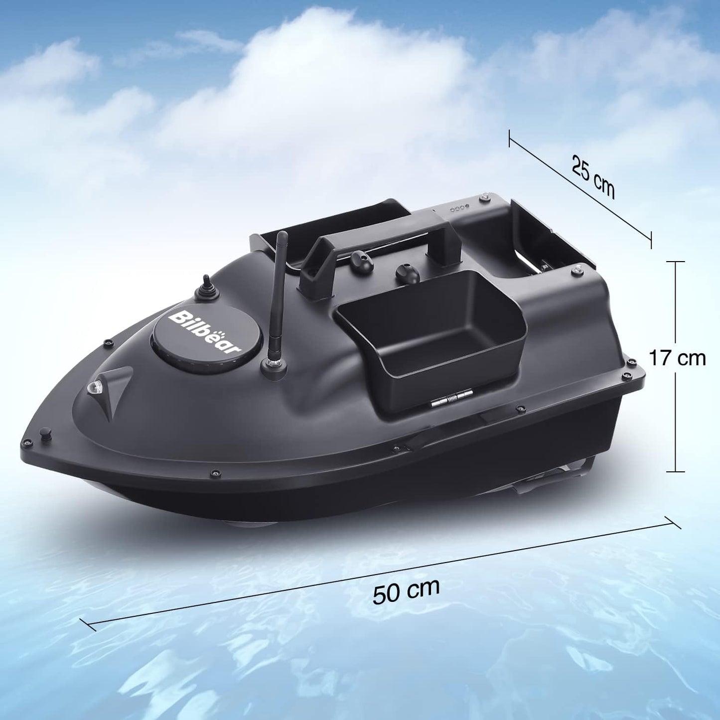 GPS Futterboot mit 3 Köderbehältern – Angelboot fürs Karpfenfischen, Schwarz Boot