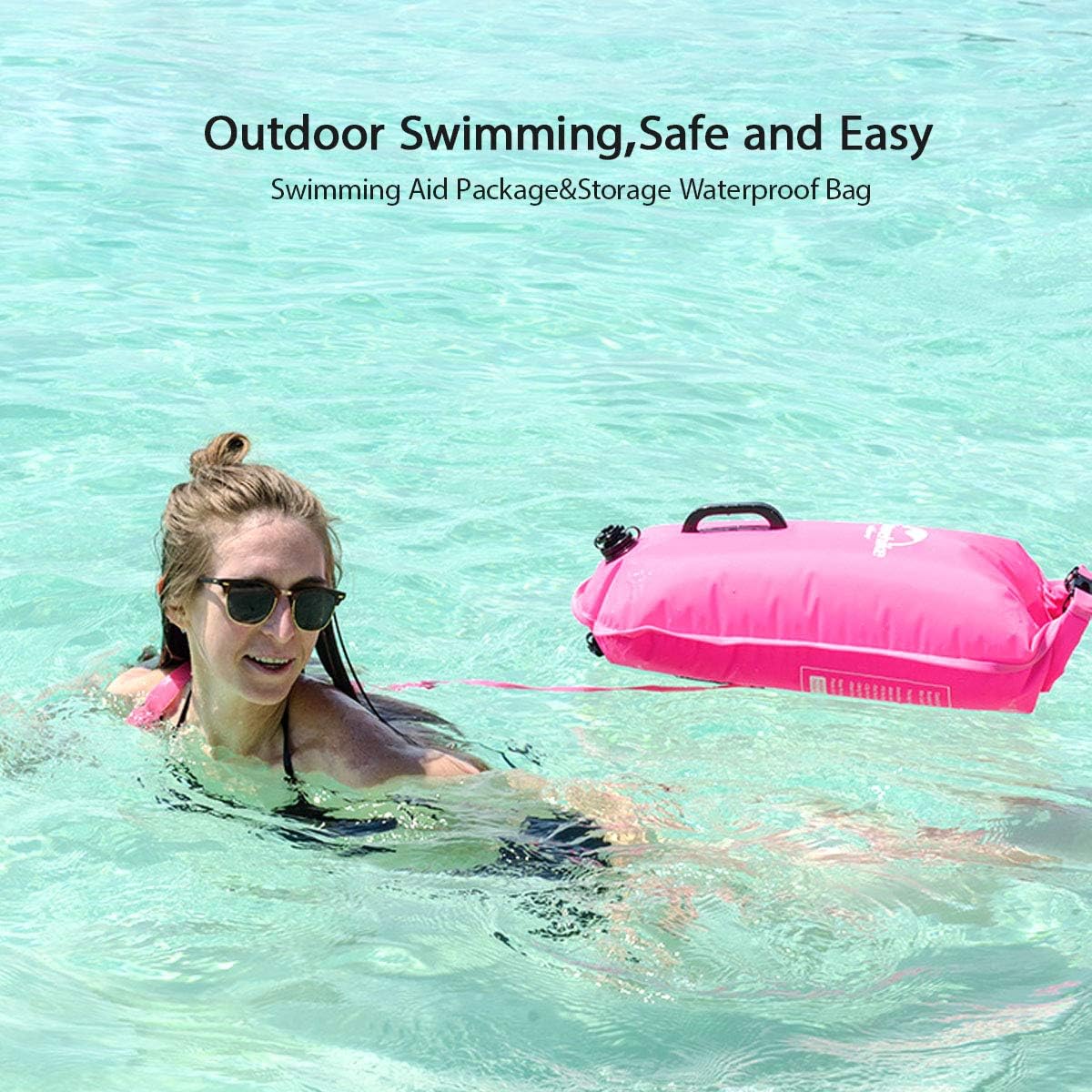 Schwimmboje mit Trockensack und verstellbarem Hüftgurt, Rosa