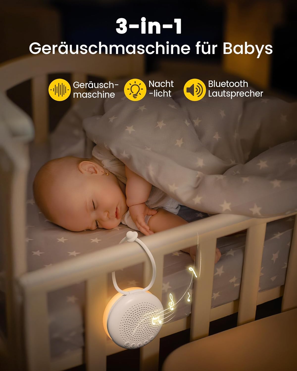White Noise Maschine mit Nachtlicht und Timer