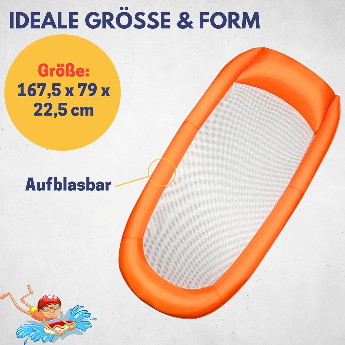 Aufblasbare Wasserhängematte, Orange