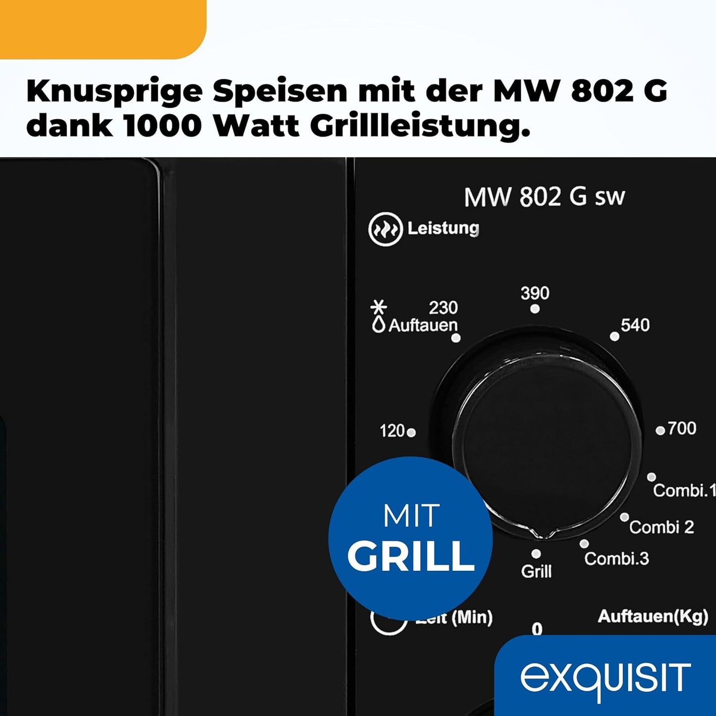 MW 802G Mikrowelle mit Grill, Schwarz
