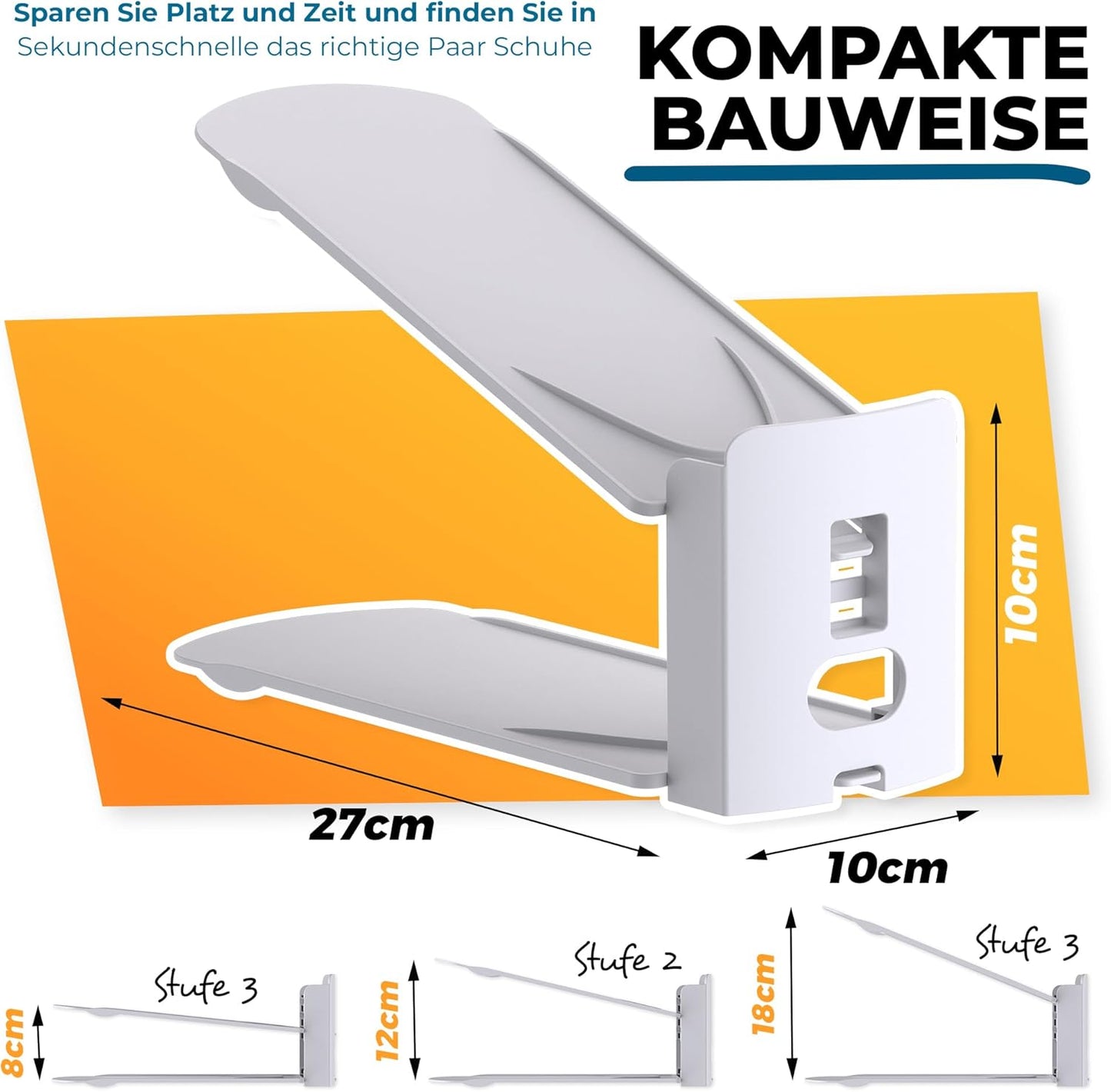 12er-Set Stapelbare Schuhorganizer, Weiß 12 Spielsteine