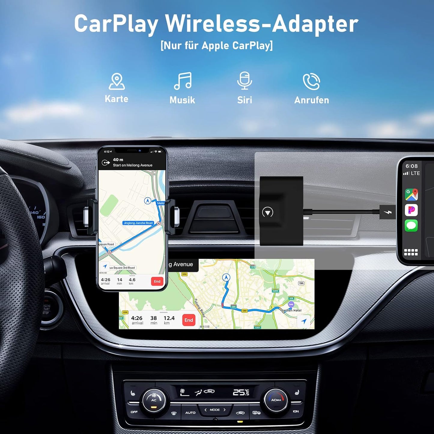 Wireless CarPlay Adapter, Schwarz