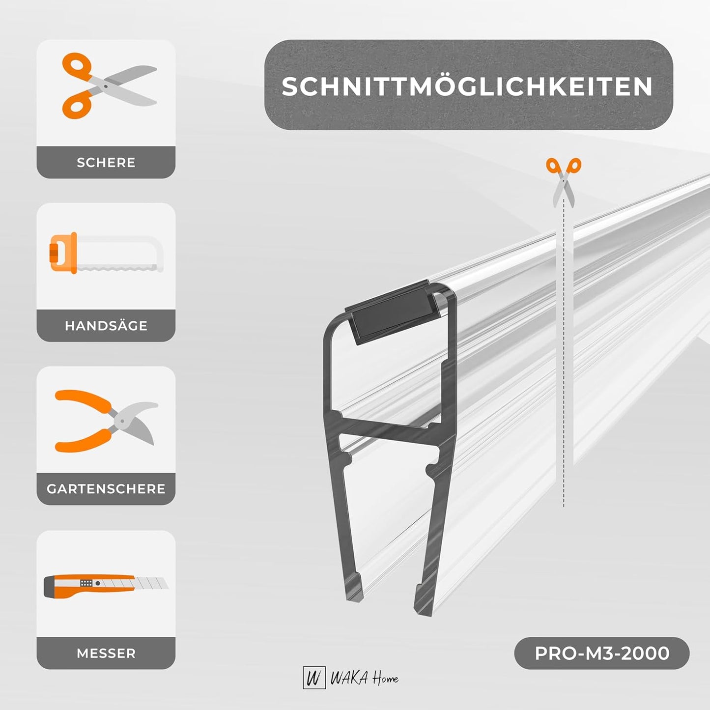 Duschdichtung für Glastüren, Transparent 6-8mm Glas | 135°
