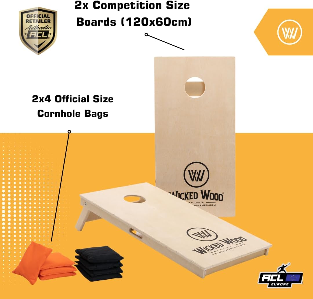 ACL-lizensiertes Cornhole-Set, Wicked Wood ACL REC Premium (15mm) 120x60 Cornhole Set
