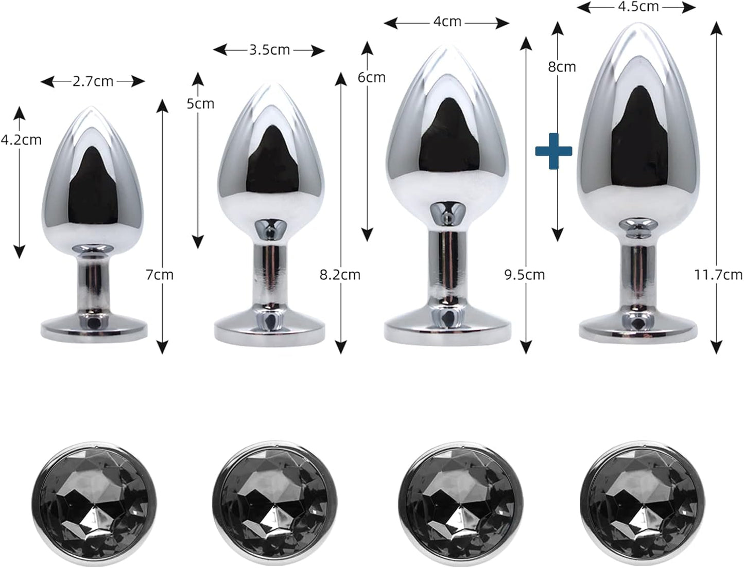 Analplug, 4 Stück verschiedene Grössen, Schwarz-4set