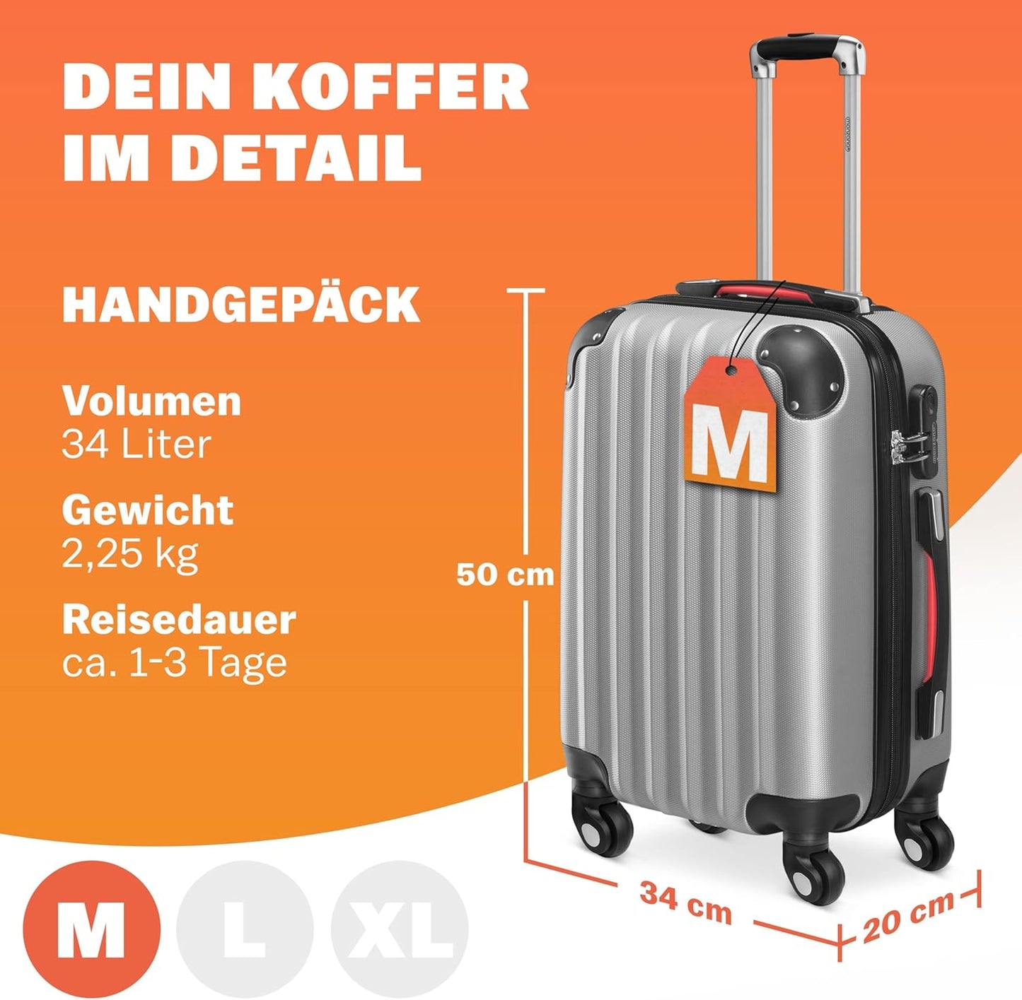 Hartschalen-Koffer, Silber M