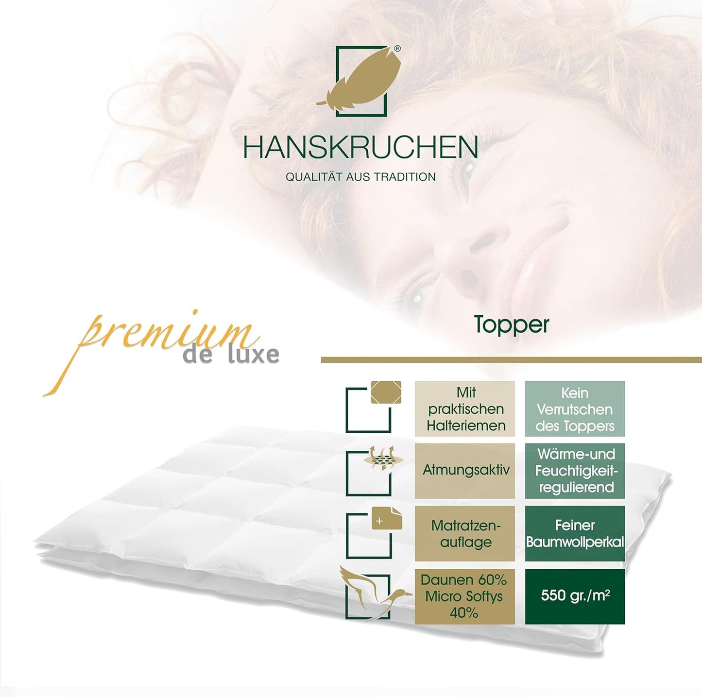 Atmungsaktiver Matratzentopper, waschbar, 160 x 200 cm