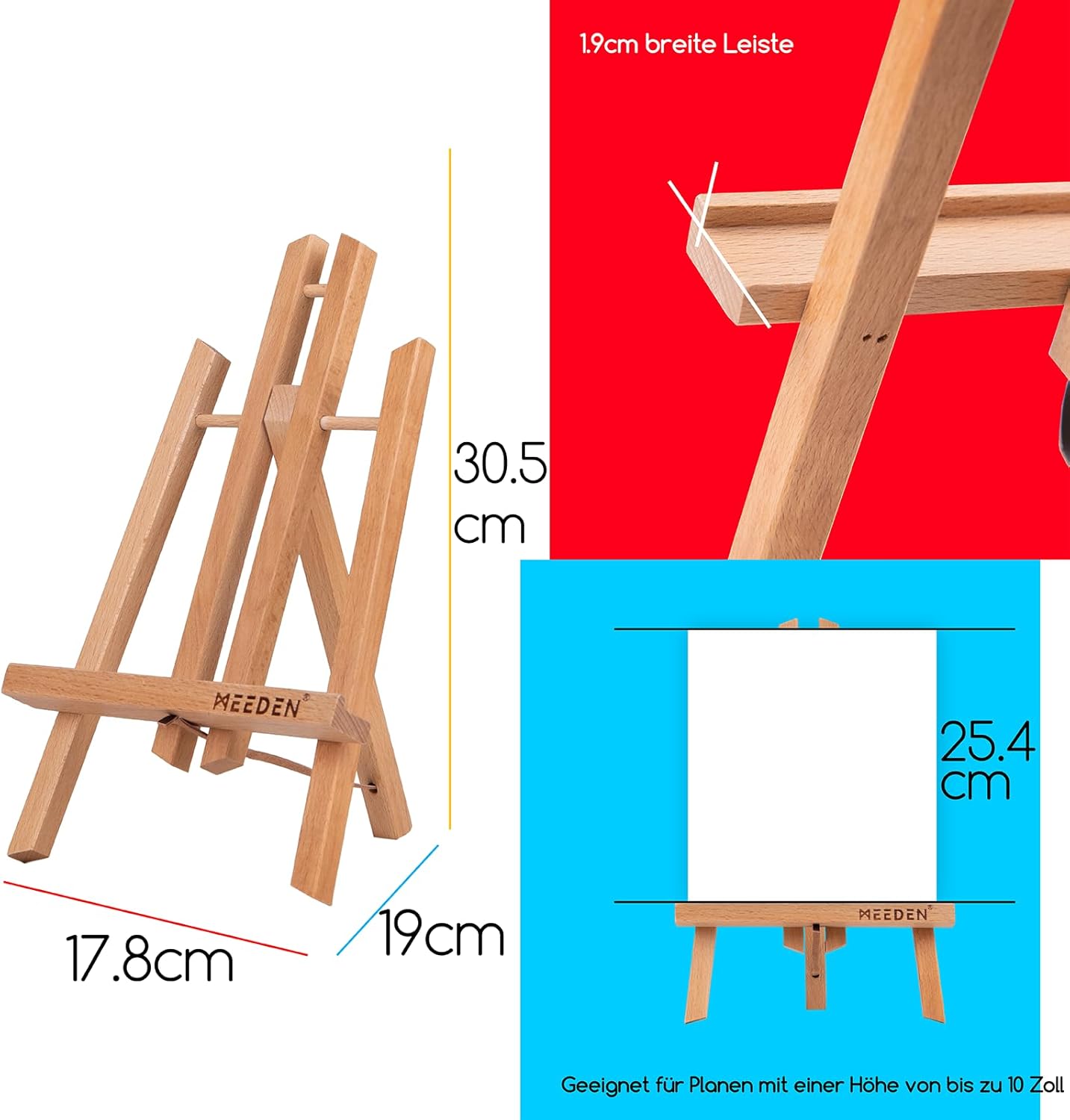 Tischstaffelei Set aus Holz, Natürlich 30CM