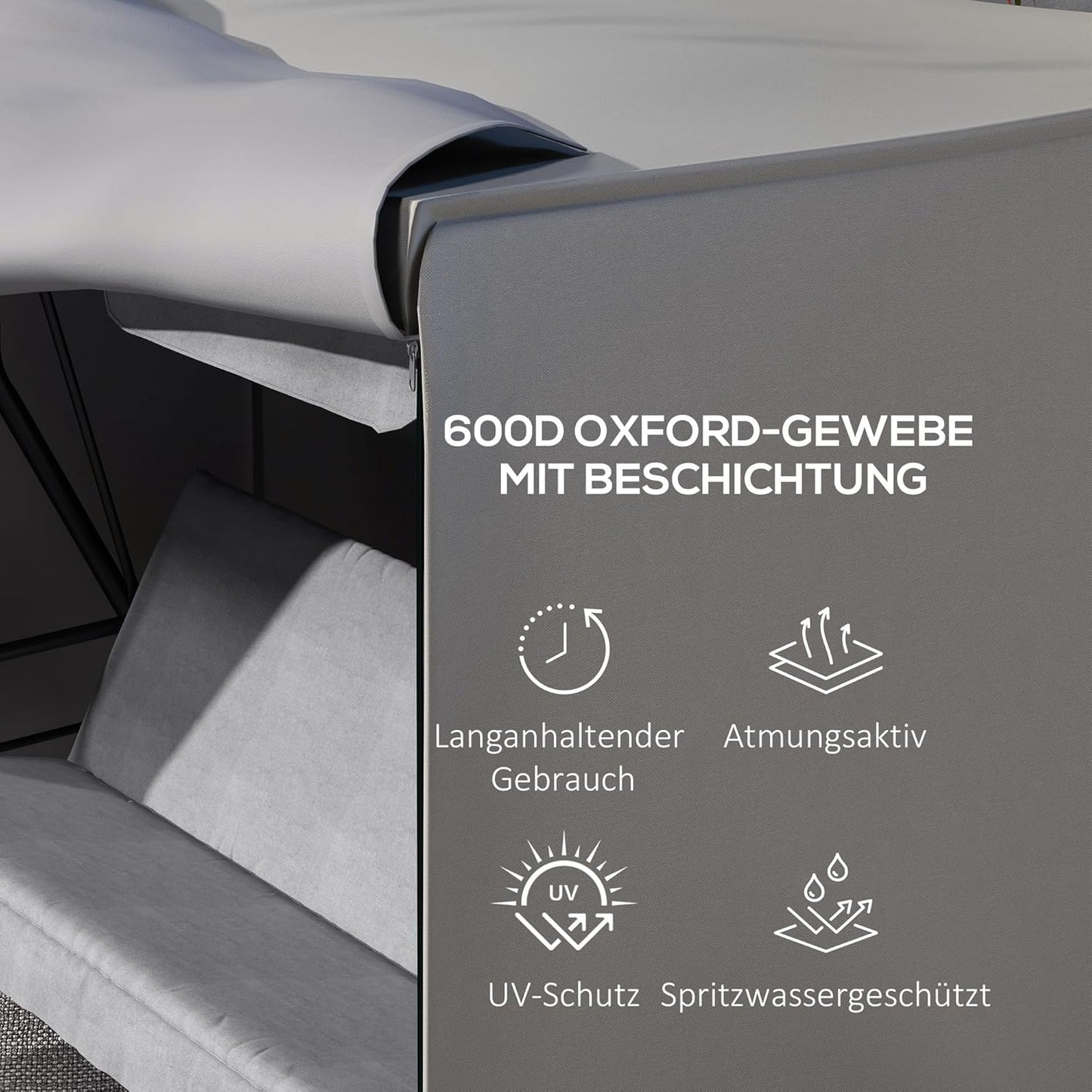 Abdeckung für Hollywoodschaukel, 205L x 124B x 164H cm Grau