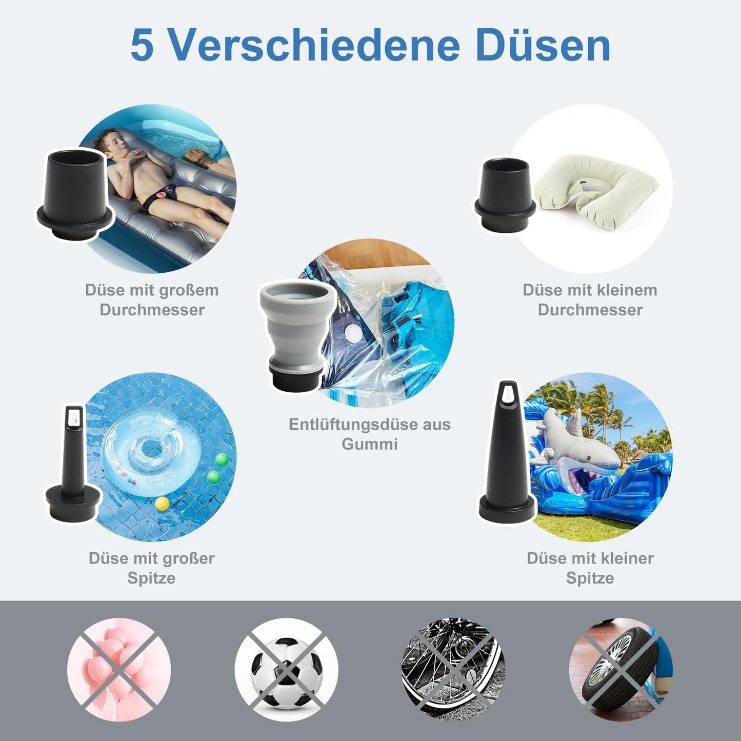 Tragbare elektrische Luftpumpe, Schwarz