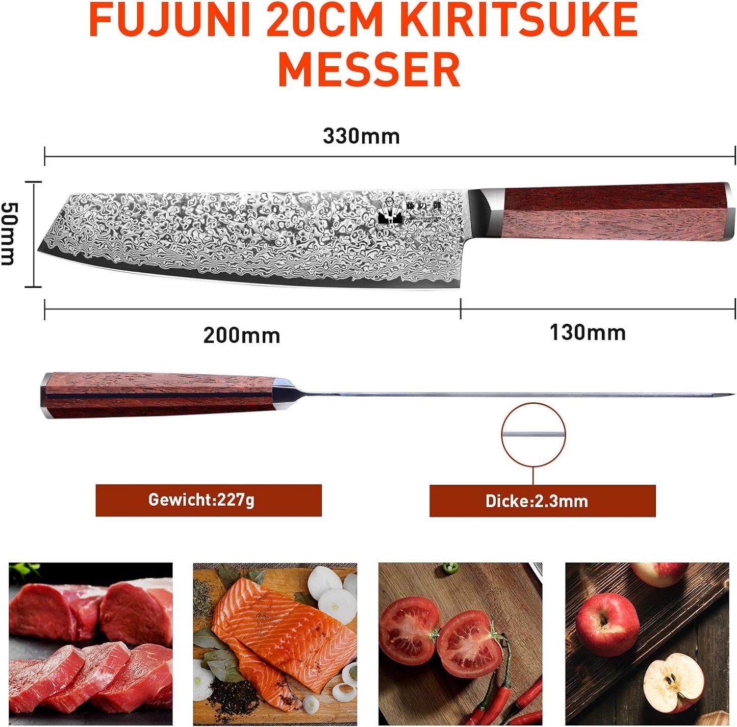 Kiritsuke Kochmesser, 20cm Kiritsuke Messer