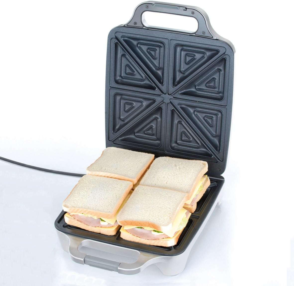 XXL Sandwichmaker 6269, Silber, 4 XXL Sandwiches, Diagonal geteilt