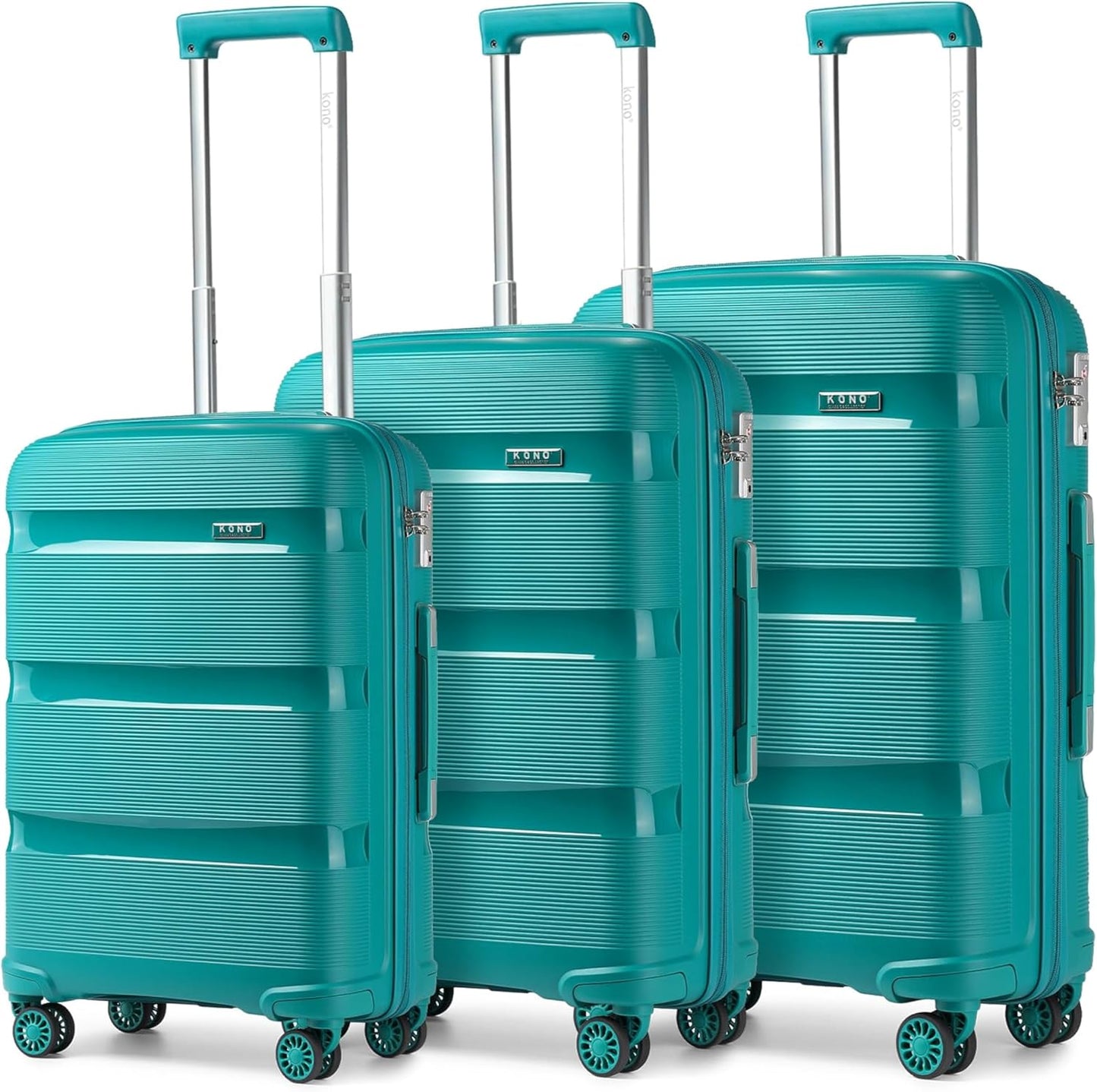 3-teiliges Hartschalenkoffer-Set mit TSA Schloss, Medium, Large, Extra Large Türkis Grün
