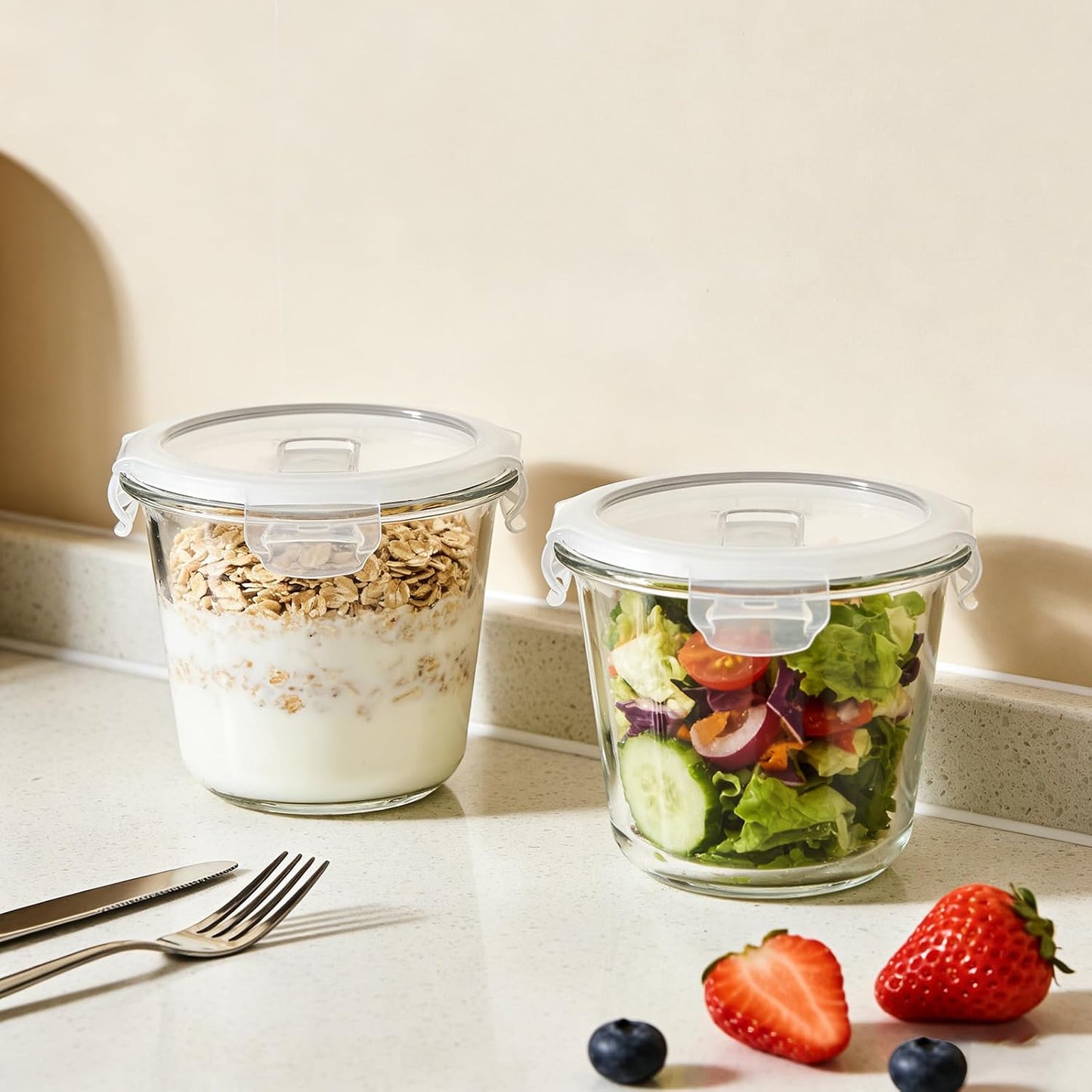 Runde Glas-Meal-Prep-Behälter (4 Stück, 710ml)