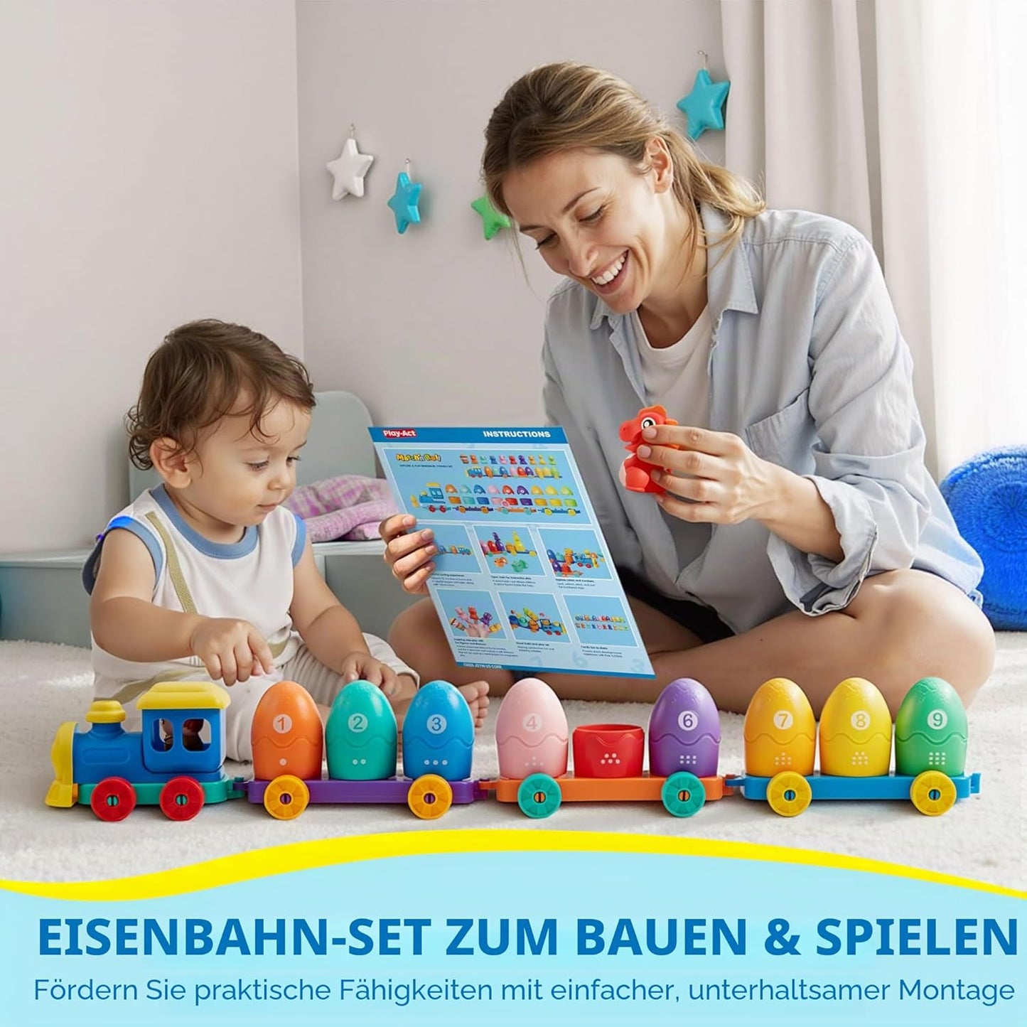 Dinosaurierzug zum Zählen, Zuordnen und Sortieren, Dinosaurier
