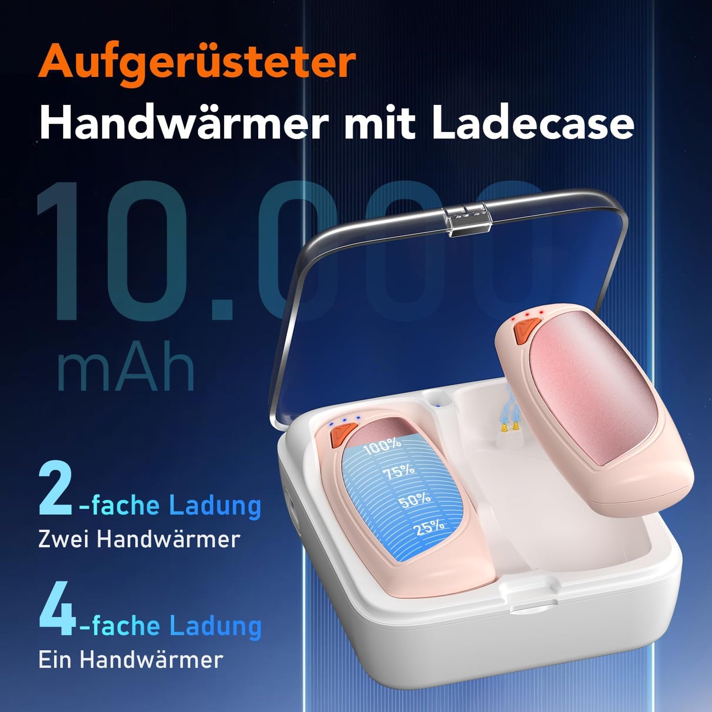 Elektrische Handwärmer mit Ladecase, Rosa