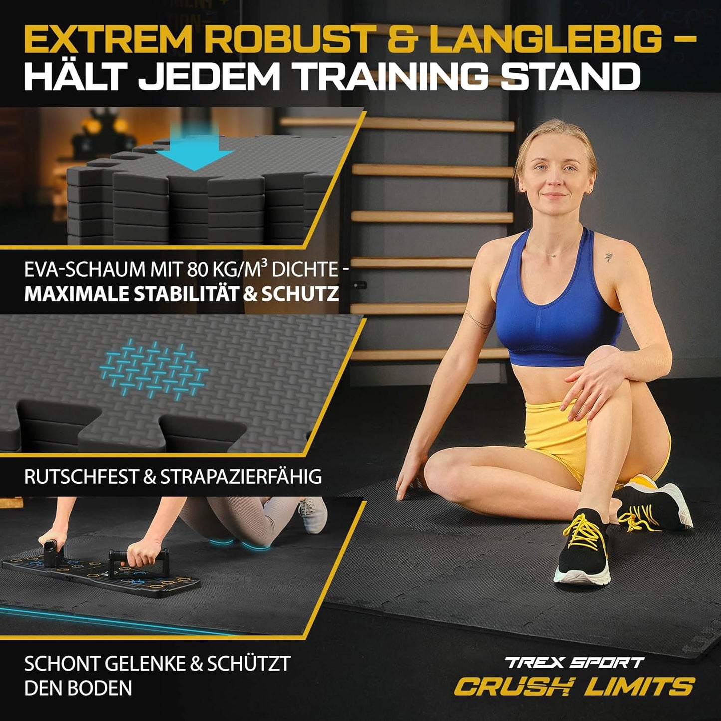 Fitness Puzzlematten-Set, 24 Stück 30 x 30 cm