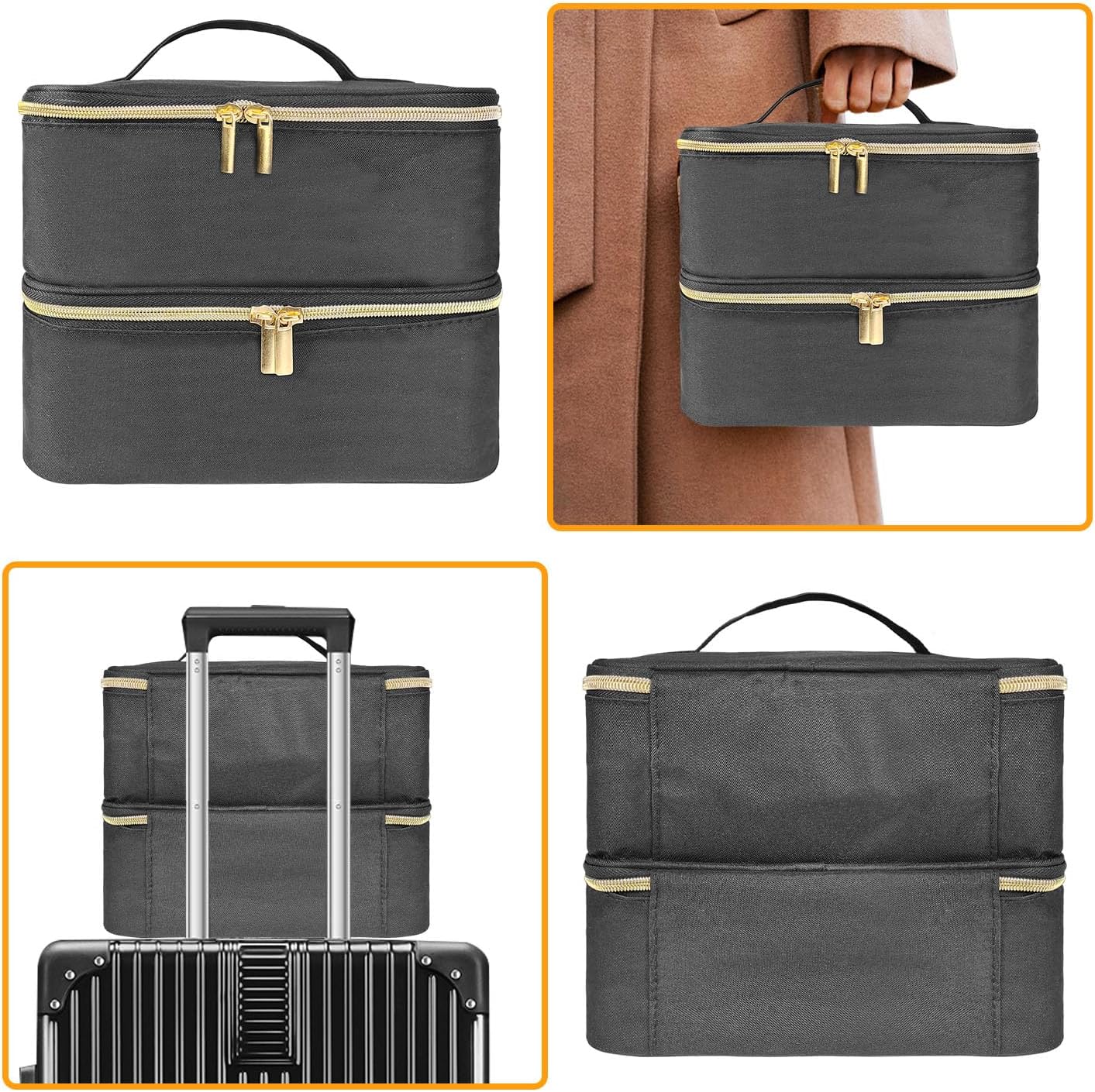 Nagellack Organizer für 30 Flaschen & Nagellampe, Nagellack Aufbewahrung Schwarz