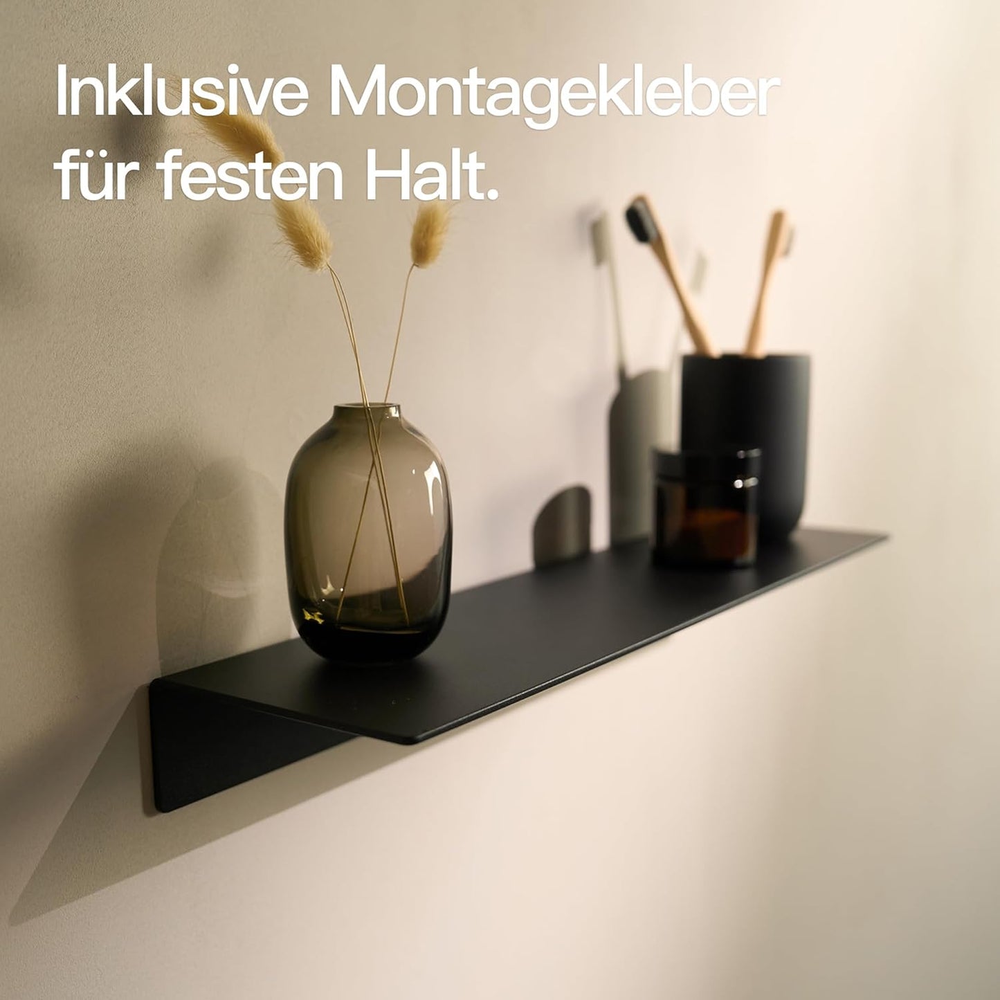 Selbstklebendes Wandregal, Schwarz 42 cm
