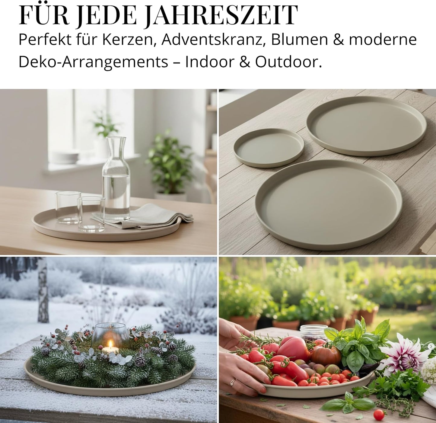 Deko-Tablett Set, Beige