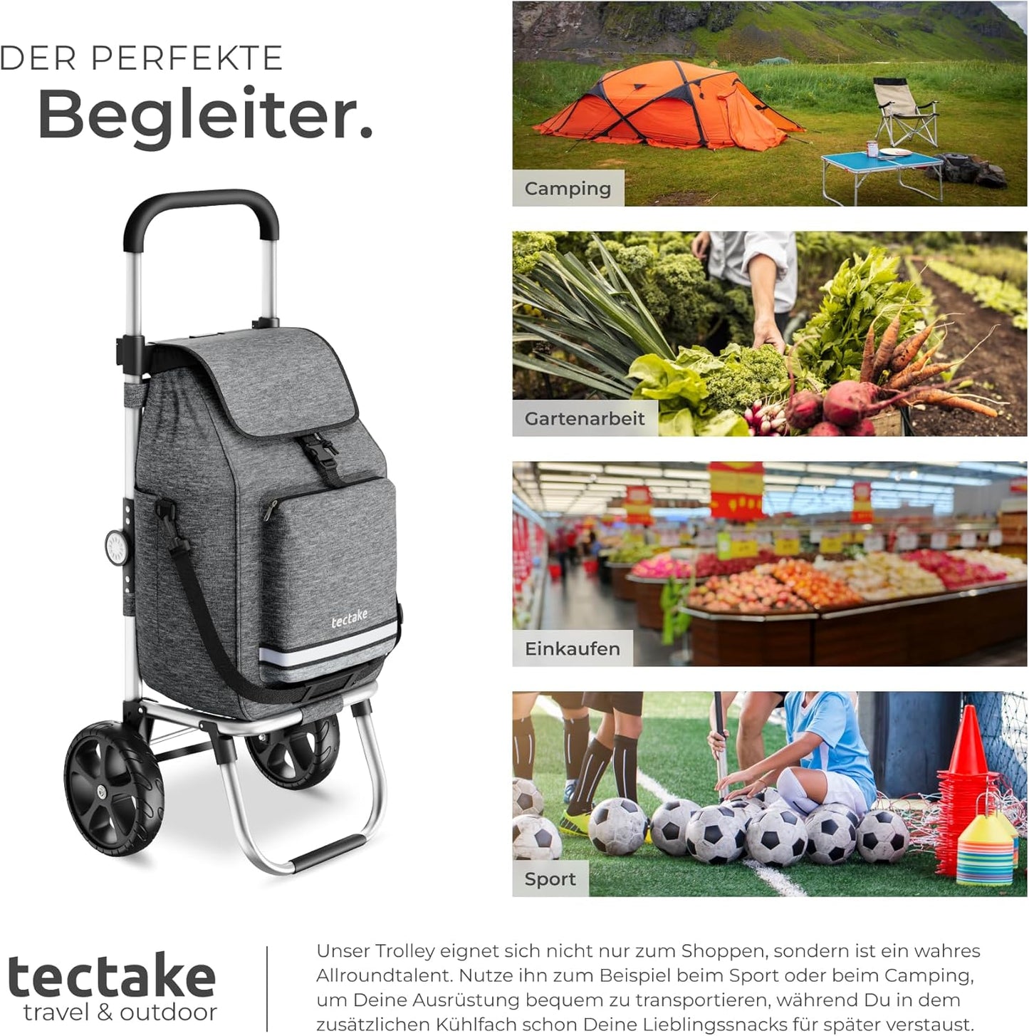 Einkaufstrolley 3-in-1, Grau