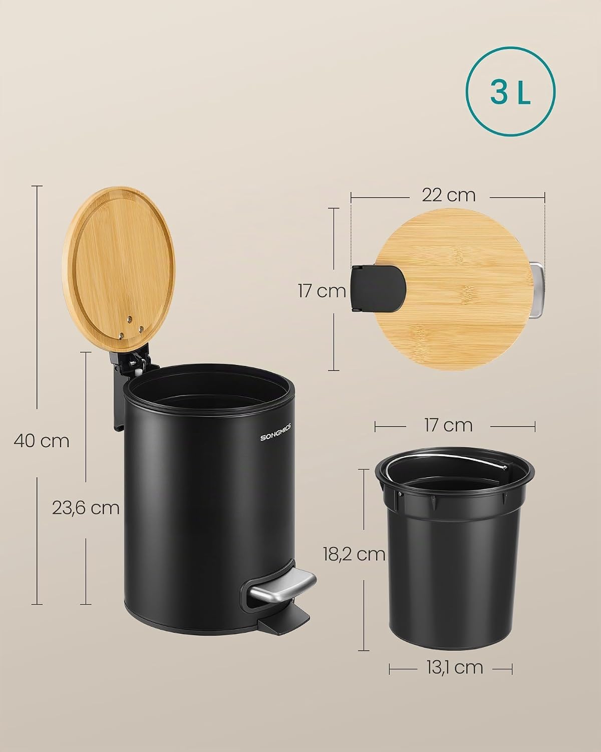 Kosmetikeimer, Tintenschwarz 3 L
