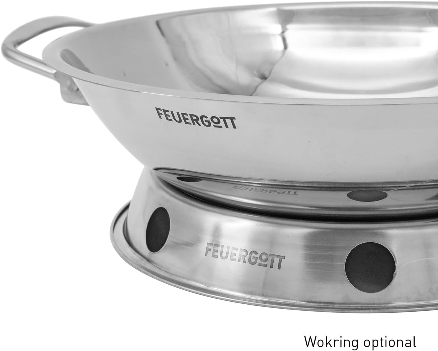 Wokpfanne mit Wokring und Klappgriffen, Wok und Ring
