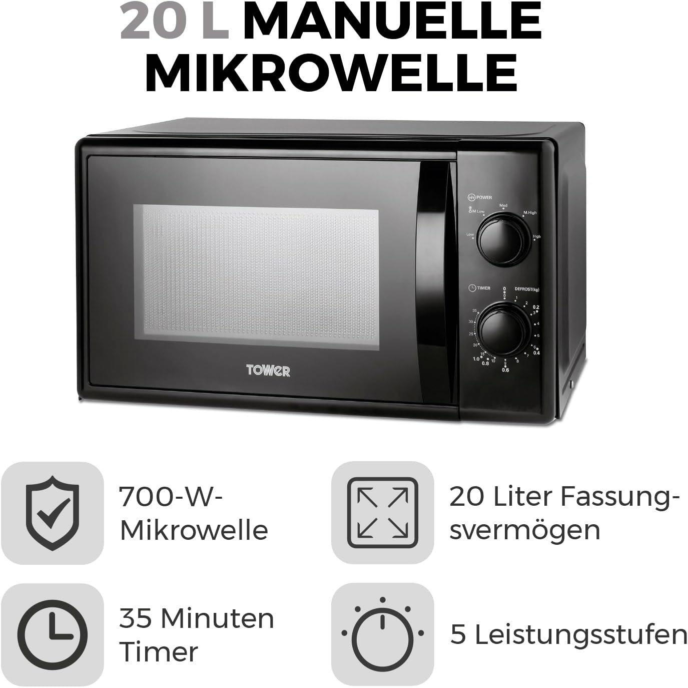 Mikrowelle T24034BLK, Schwarz