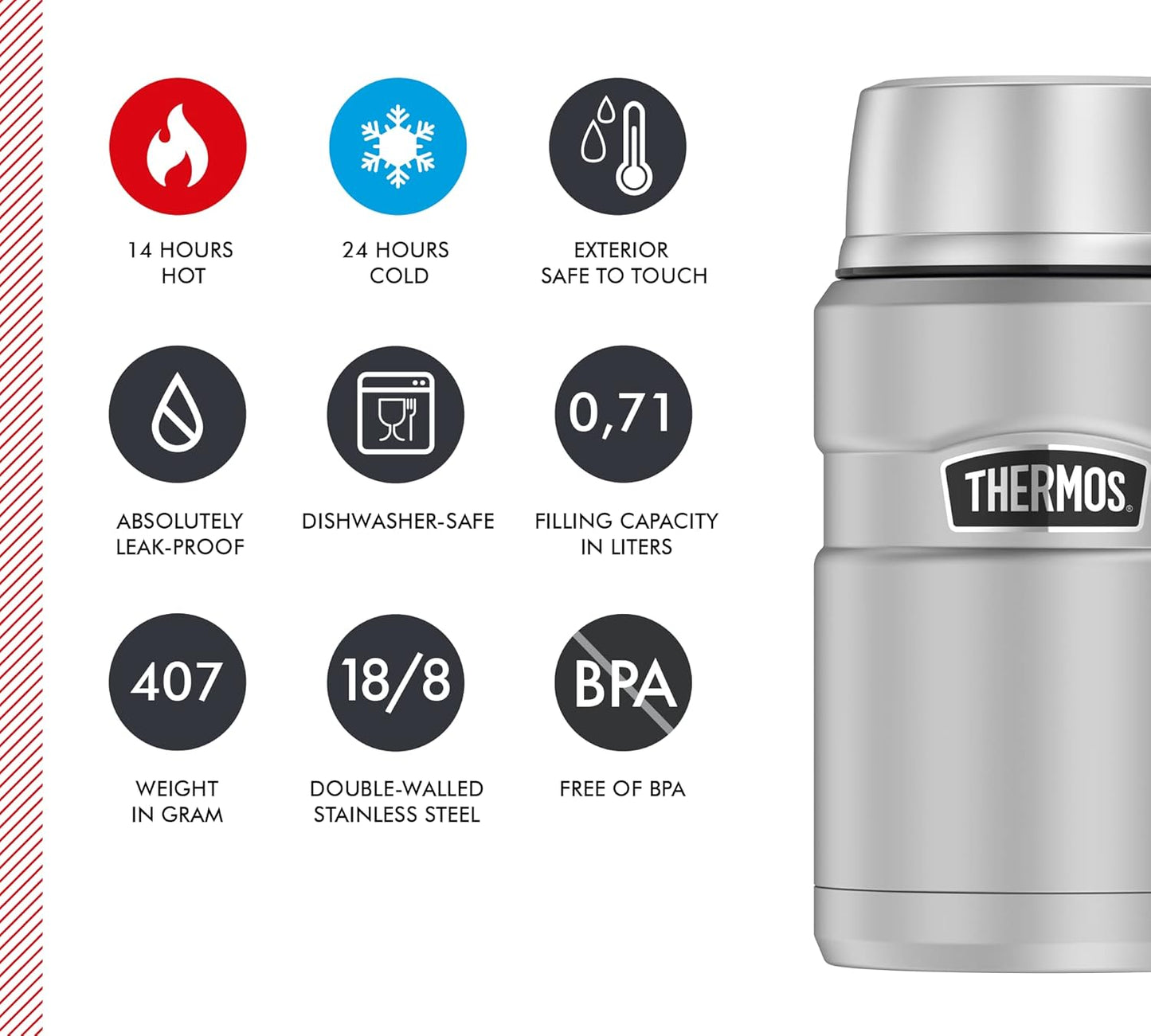 King 710ml, 0,71 l Stainless Steel Mat