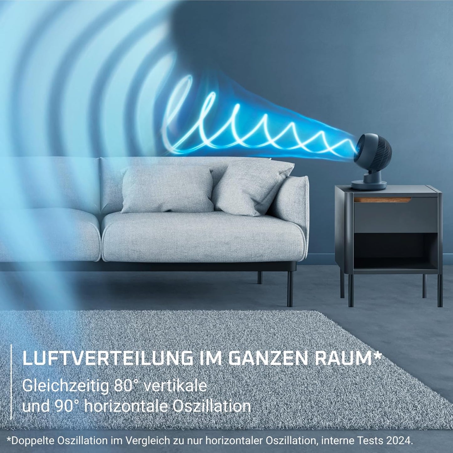 Turbo Swift Compact Tischventilator, 30 db/ 12 Geschwindigkeitsstufen Blau