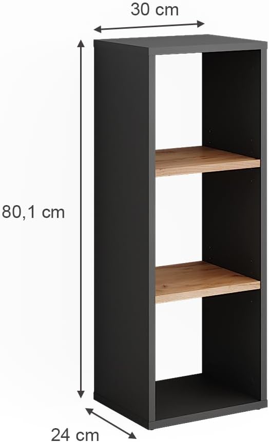 Standregal Orlando, Anthrazit/Goldkraft Eiche 80 x 30 cm