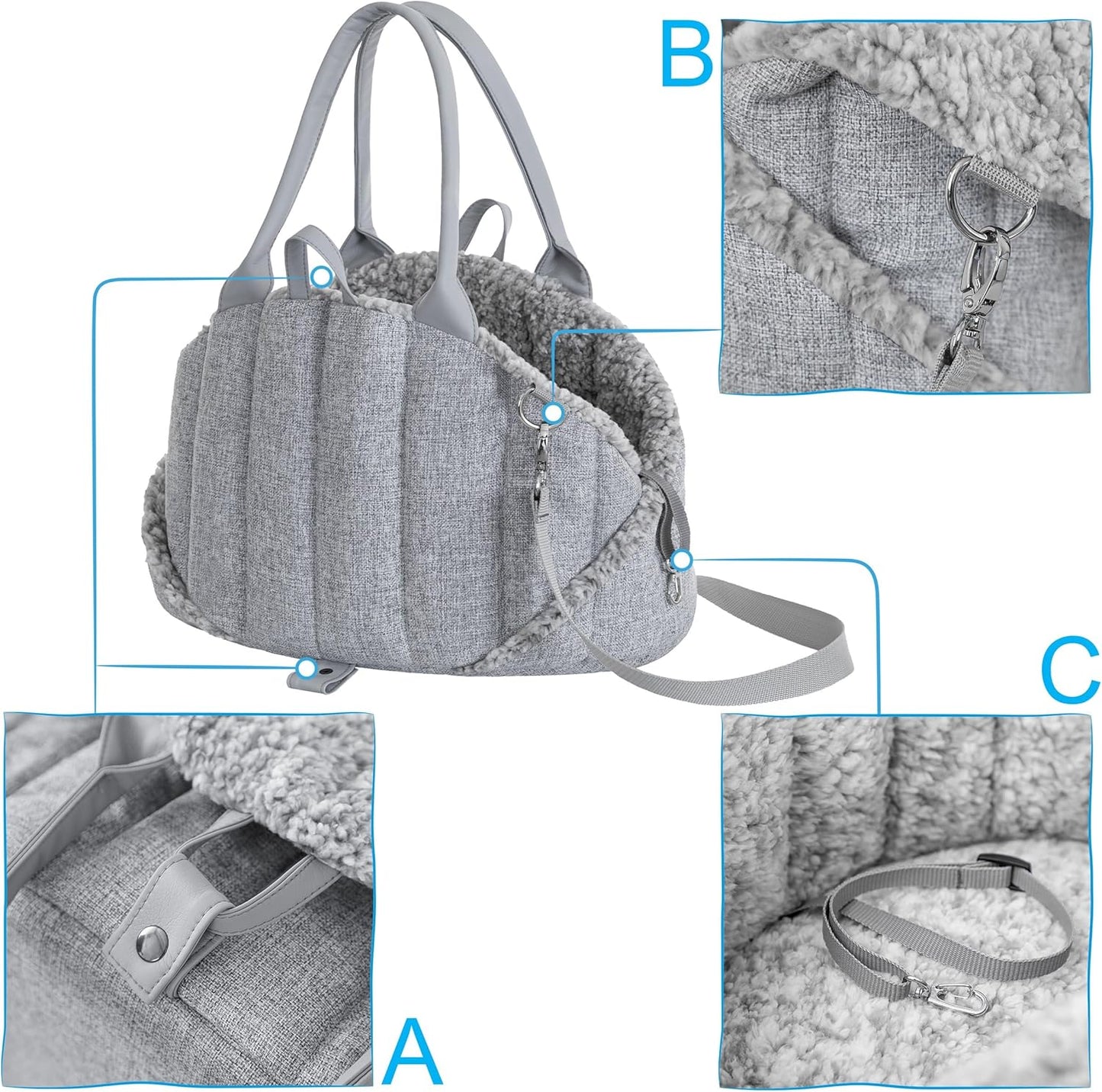 Sea Shell Hundetasche, Grösse 2: 47x29x32 cm Asche Inari