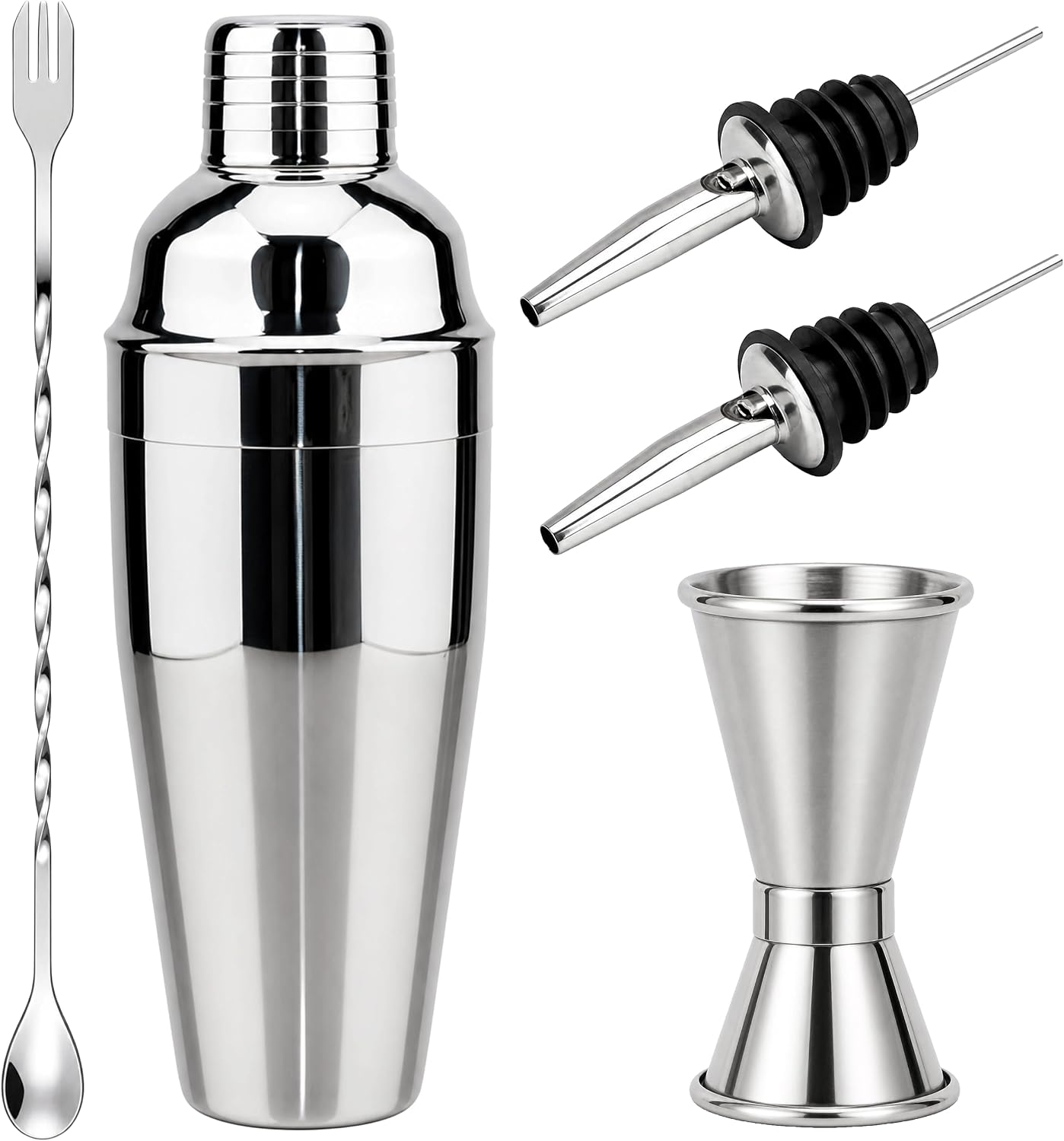 6-teiliges Cocktail Shaker Set mit Messbecher