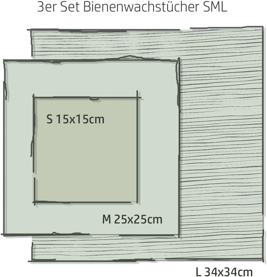 3er-Set Bienenwachstücher Frischefritz, Gelbe Kreise