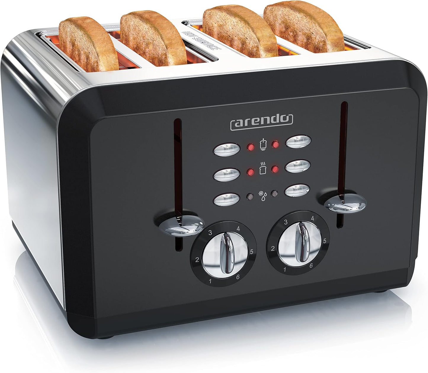 Breakfast X2 Toaster für 4 Scheiben, mit Auftau- Aufwärm- und Stoppfunktion, B: Schwarz