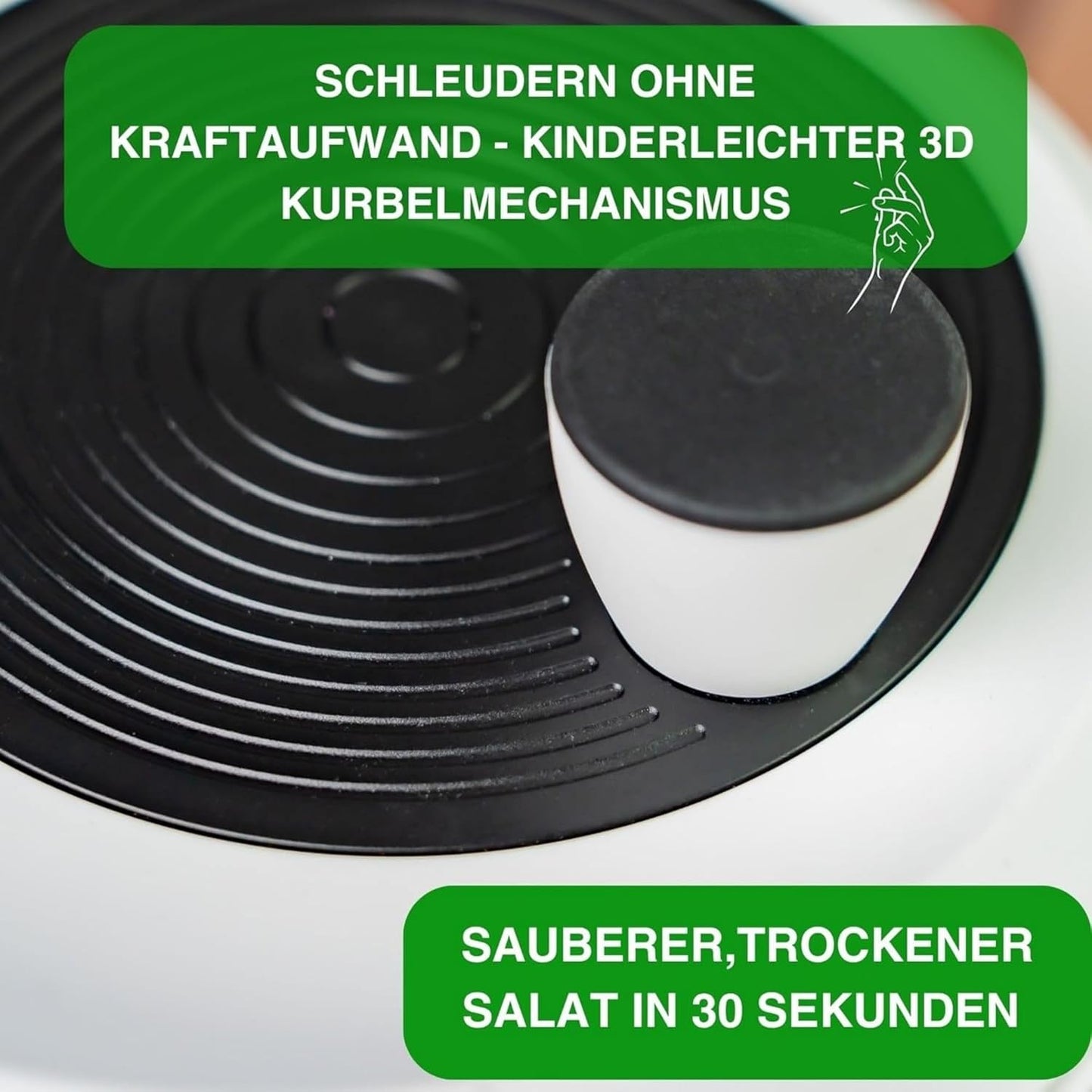Salatschleuder mit Dressing Shaker, Salatschleuder Schwarz 5L mit Dressing Shaker