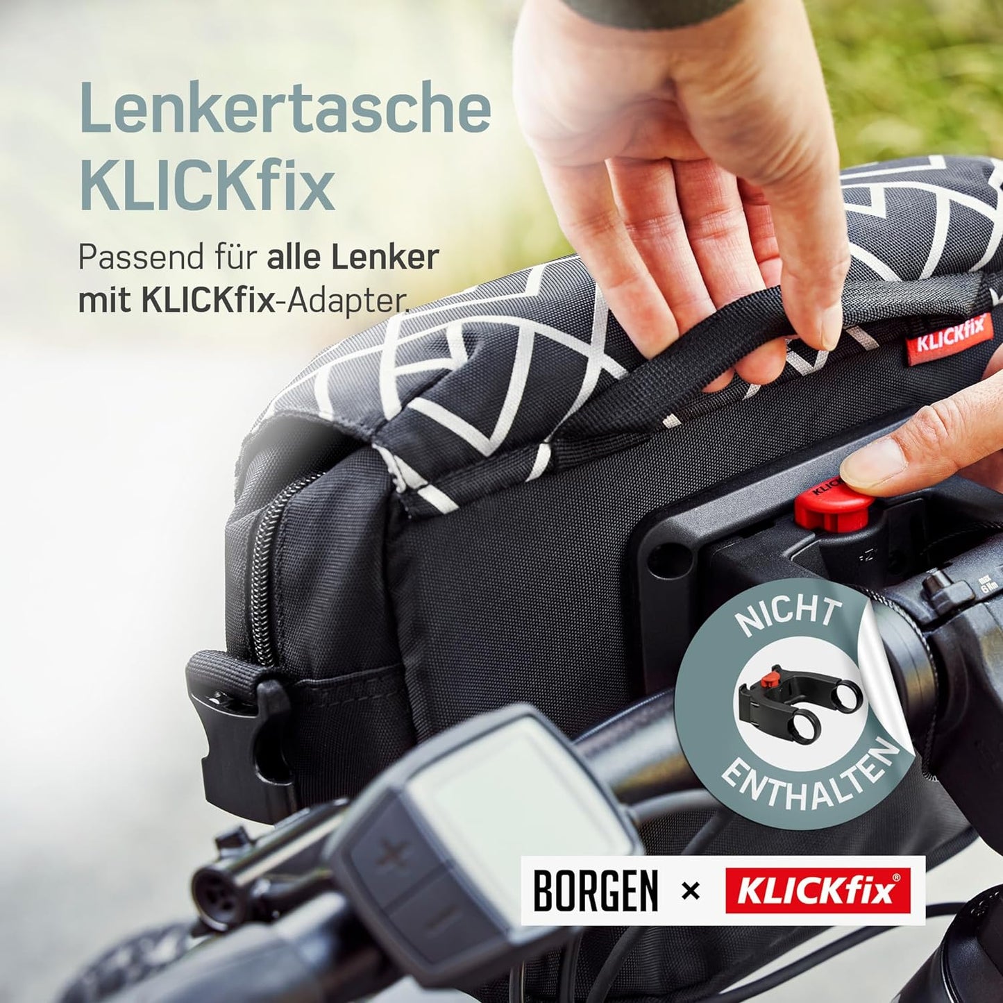 Lenkertasche KLICKfix, Ohne Adapter, Schwarz Reflektor