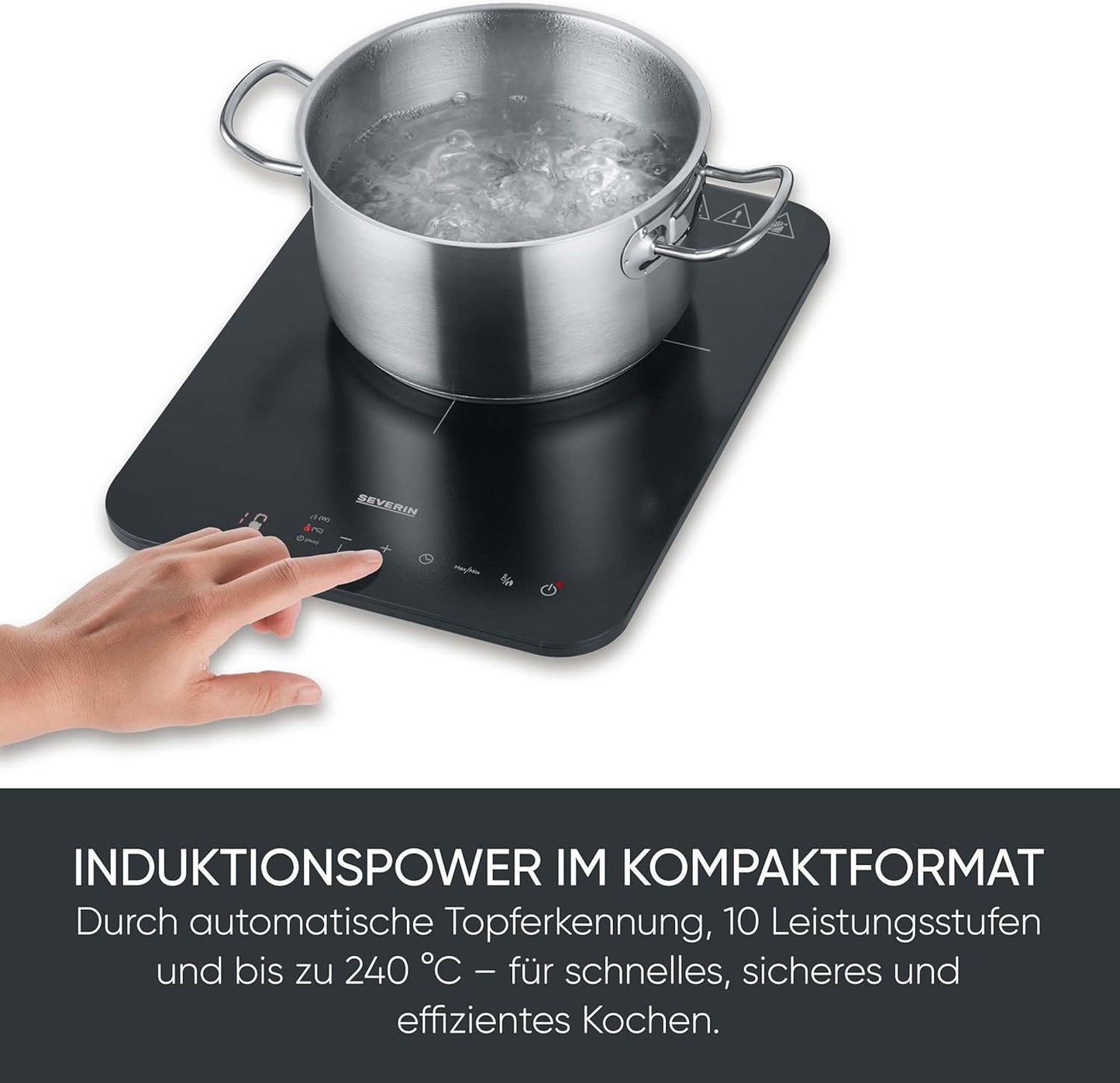 Induktionskochplatte KP 1032 mit Touch-Display, kratzfest, matte Oberfläche