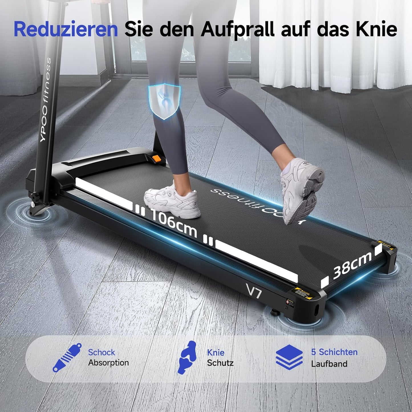 Klappbares Laufband mit Steigung und LED-Anzeige, Klassische-Klappbar
