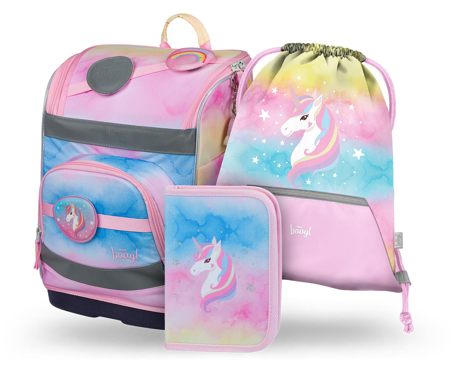 Schulranzen-Set, Regenbogen Einhorn