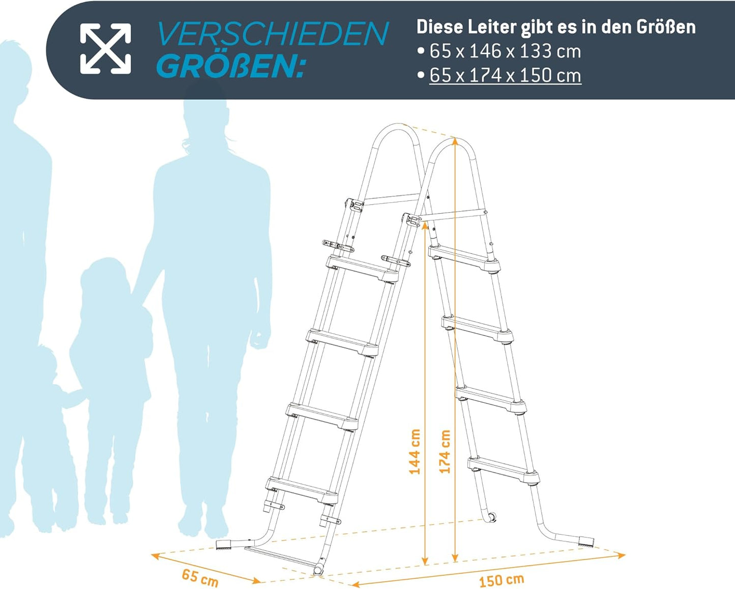 Poolleiter für Pools bis 132 cm, 132 cm
