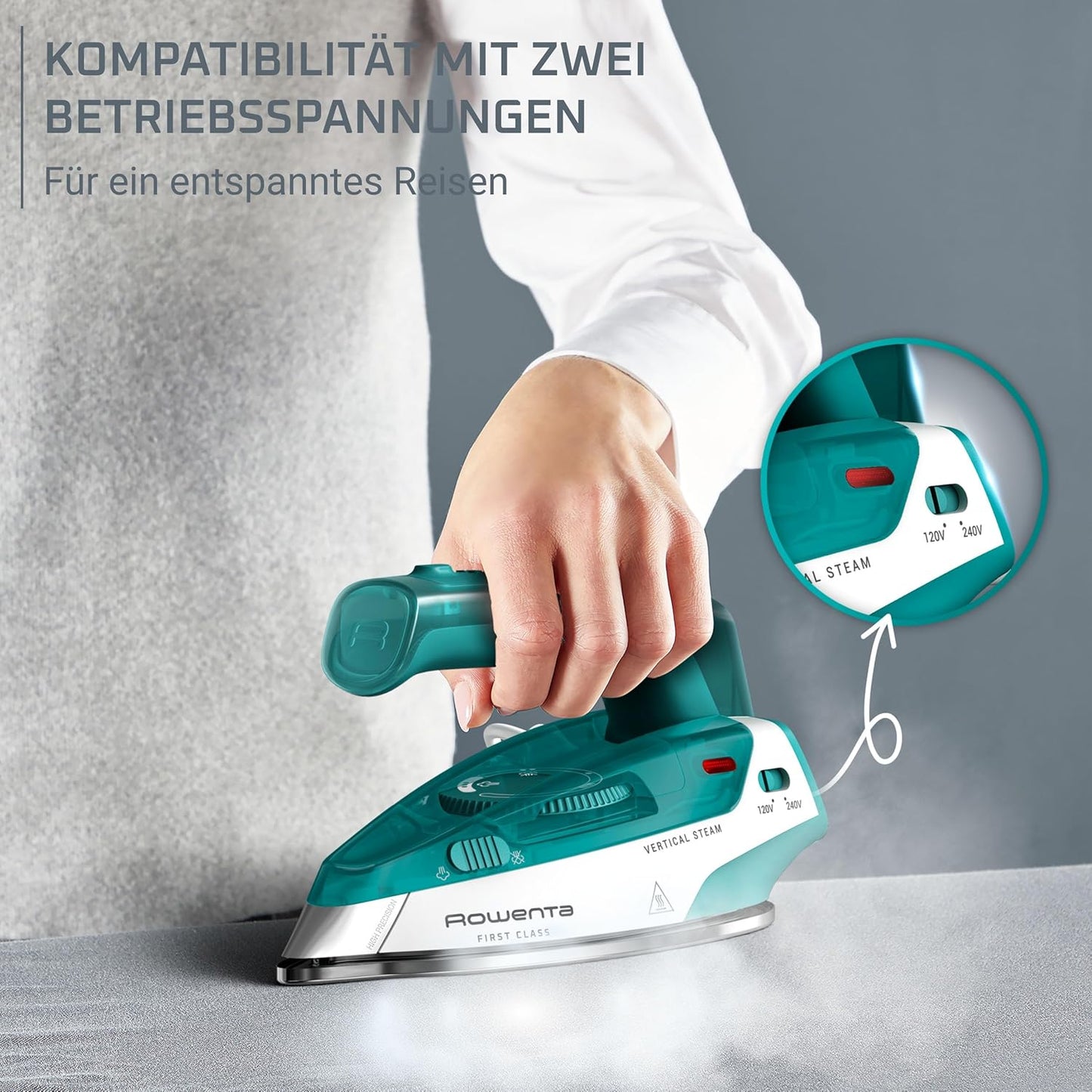 Klappbares Reise-Dampfbügeleisen, Reise / Weiss Petrol